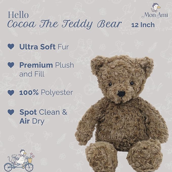 MON AMI Cocoa The Teddy Bear Stuffed Animal - 12"