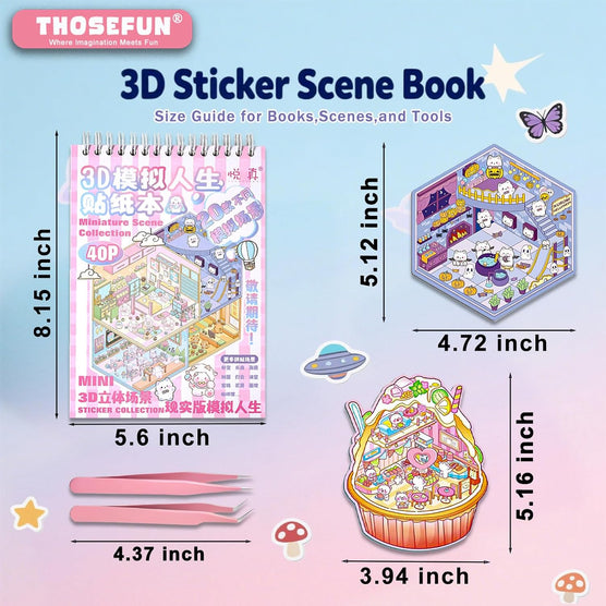 DIY 3D Sticker Scene Book: Reusable House & Landscape Therapy for Relaxation