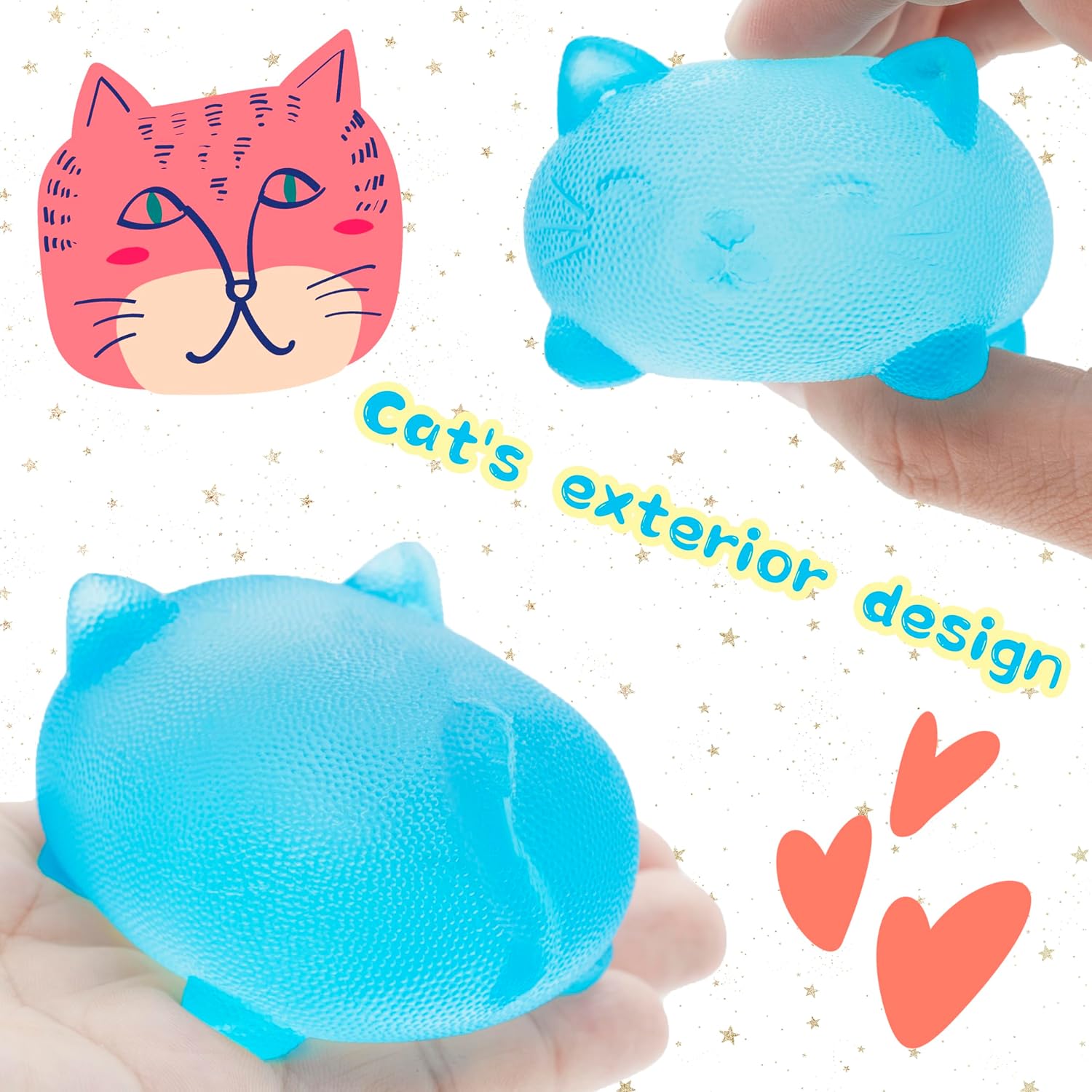 CYICTOY Cat Stress Relief Toy Sensory Fidget Squeeze Ball Blue
