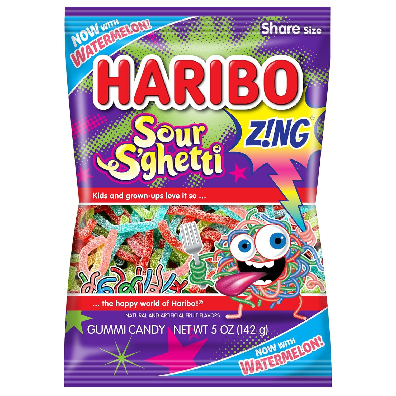 Haribo Sour Spaghetti Gummy Candy 5 oz