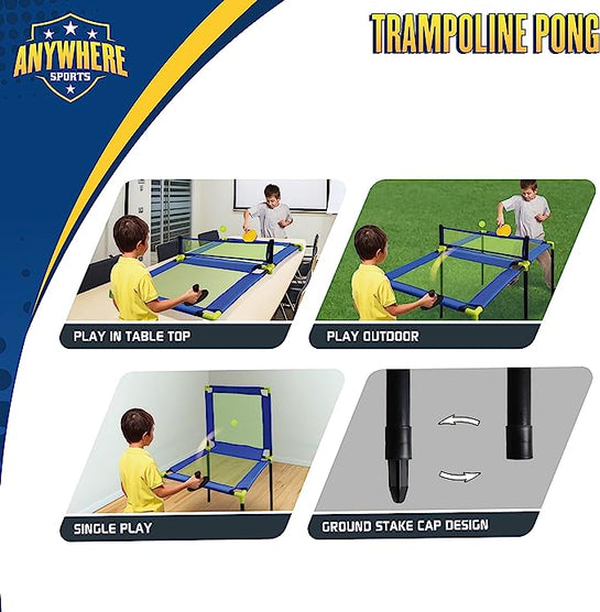 Portable Trampoline Ping Pong Table Tennis Game for Indoor or Outdoor Use