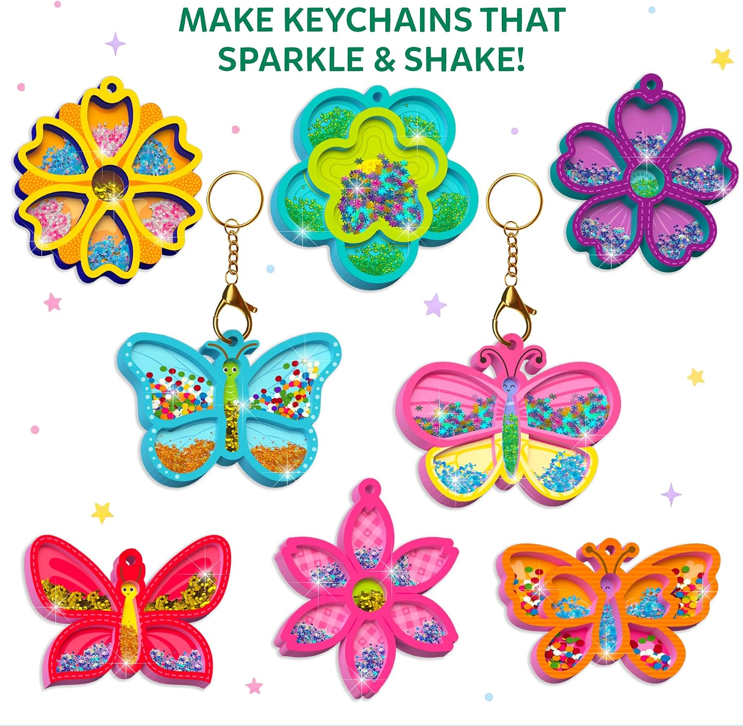 Skillmatics Shake-its Glitter Craft Kit for Kids Flowers & Butterflies