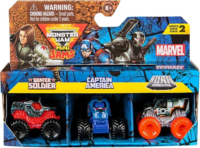 Monster Jam Marvel Mini Monster Truck 3-Pack Die-Cast Collectible Vehicles