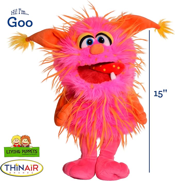 Living Puppets 15-Inch Plush Pink & Orange Friendly Monster Hand Puppet