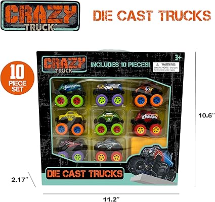 Die Cast Pull-Back Trucks 10 piece Set