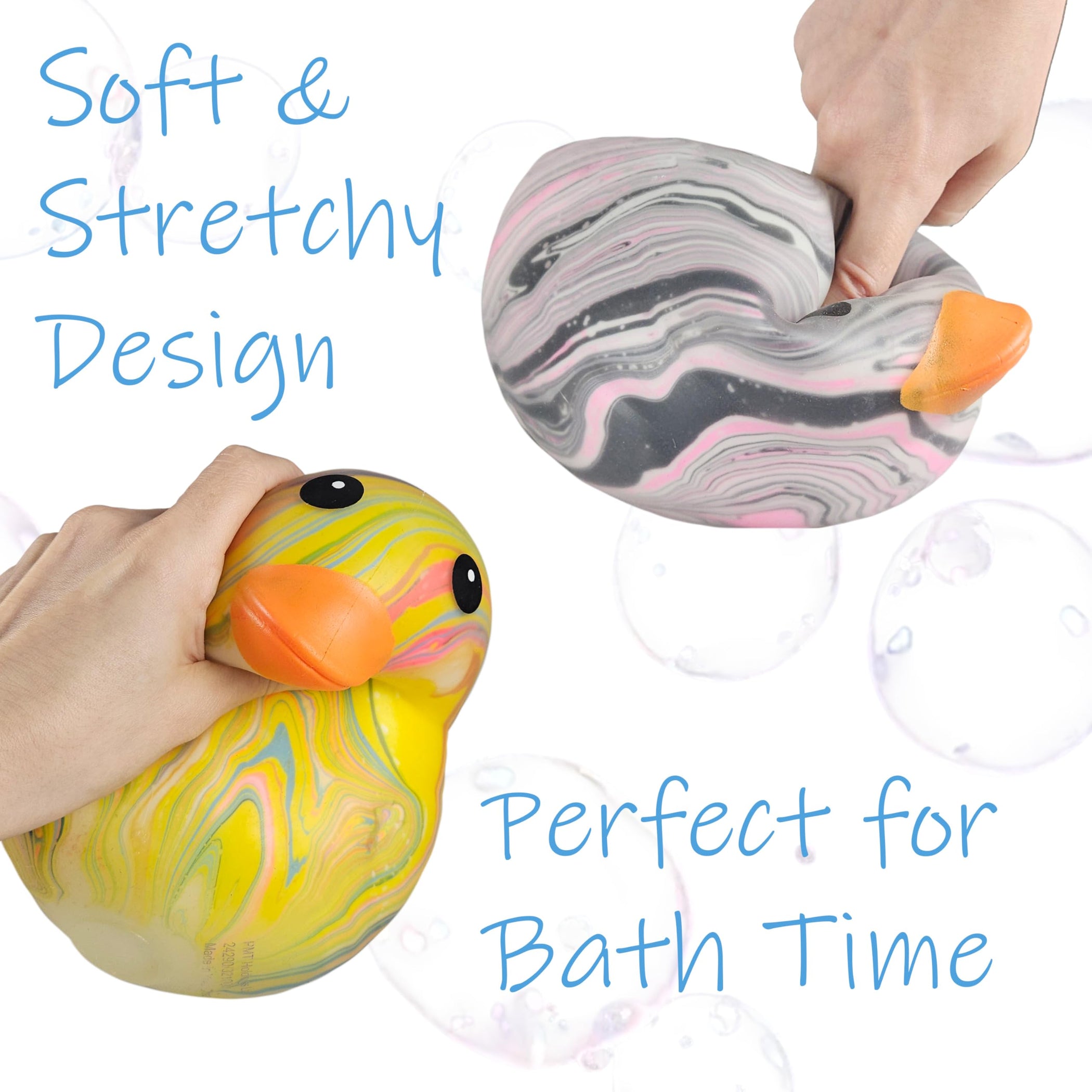 Pudgiez 6 Inch Squishy Marble Rubber Duck - Large Sensory Fidget Toy ...