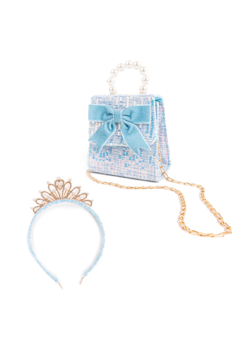 The Mademoiselle Mini Purse with Headband Blue