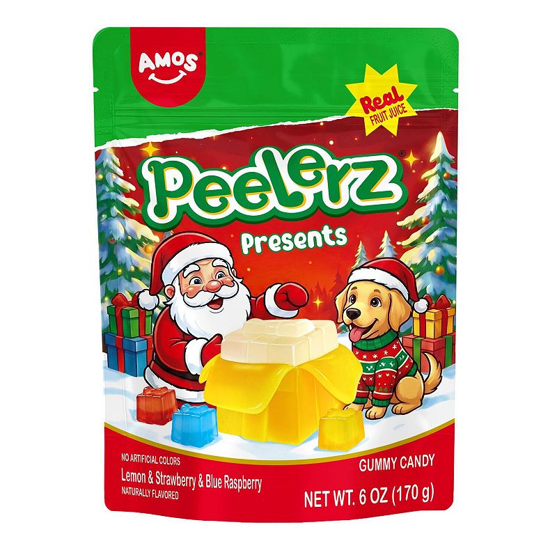 Amos Peelerz Presents Gummy Holiday Candy Bag 6 oz