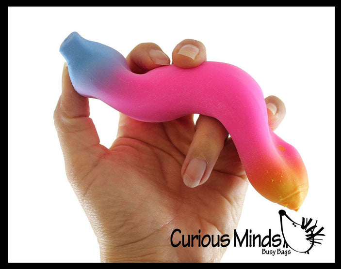 Single Rainbow Colored Squishy Sand Banana - Moldable Sensory,