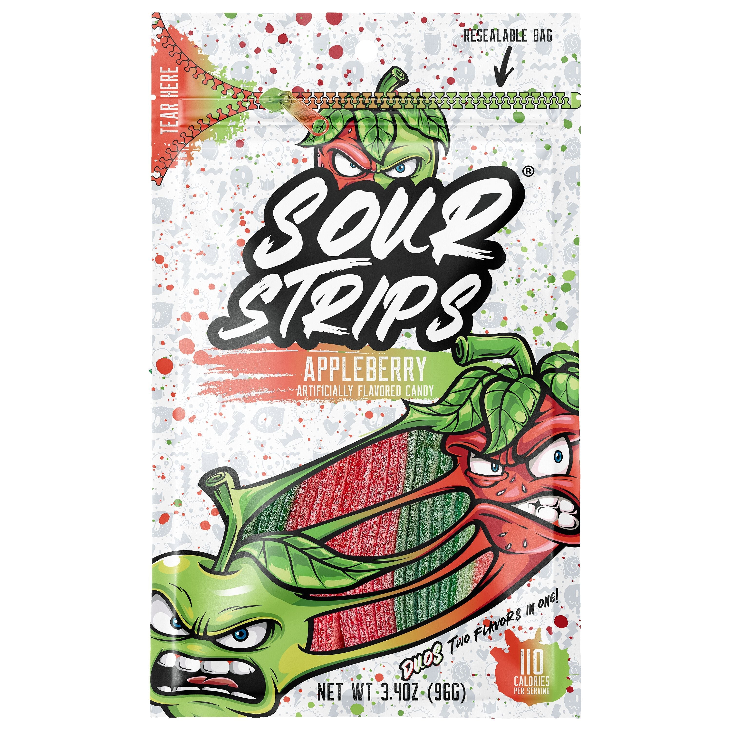 Sour Strips Appleberry Chewy Candy Peg Bag 3.4oz