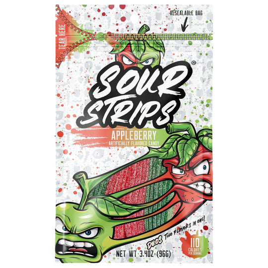 Sour Strips Appleberry Chewy Candy Peg Bag 3.4oz
