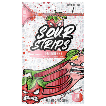 Sour Strips Lemonberry Candy Peg Bag 3.4 oz