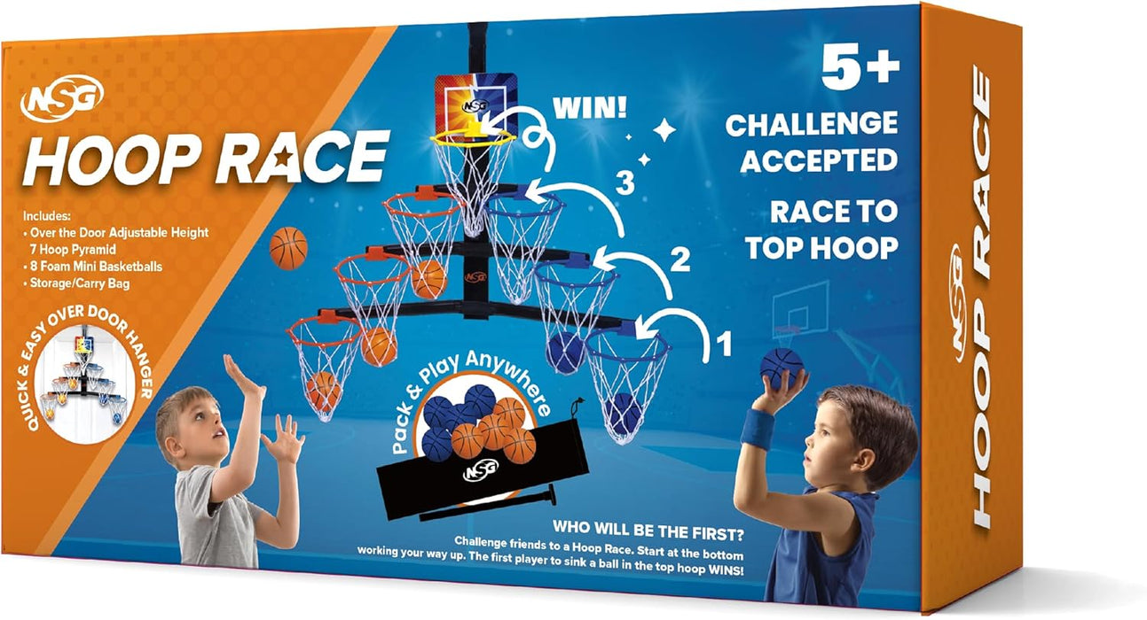Over-the-Door 7-Hoop Race Basketball Pyramid Set