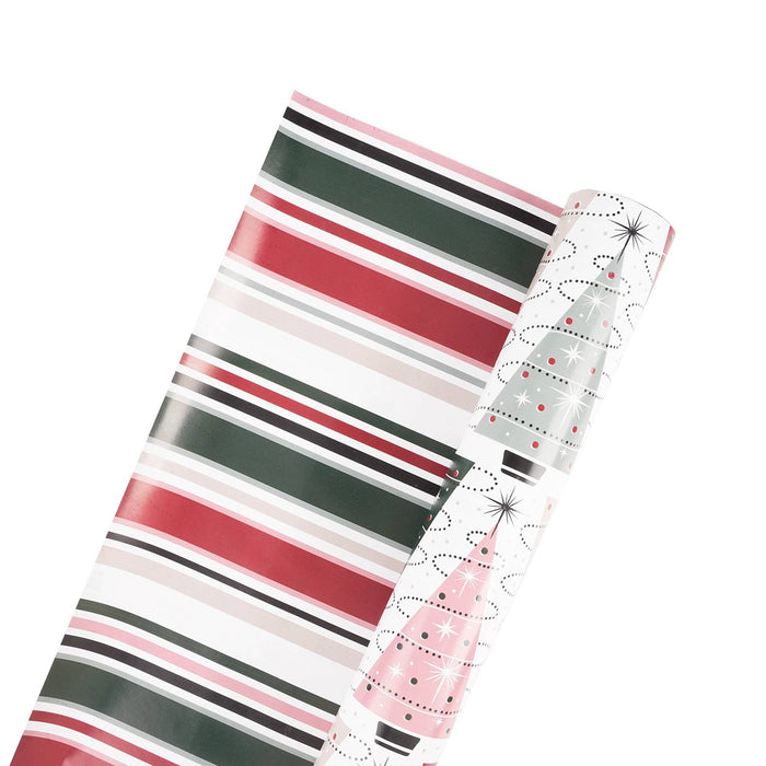 30" x 10' Wrapping Paper | Retro Trees/Retro Multicolor Striped