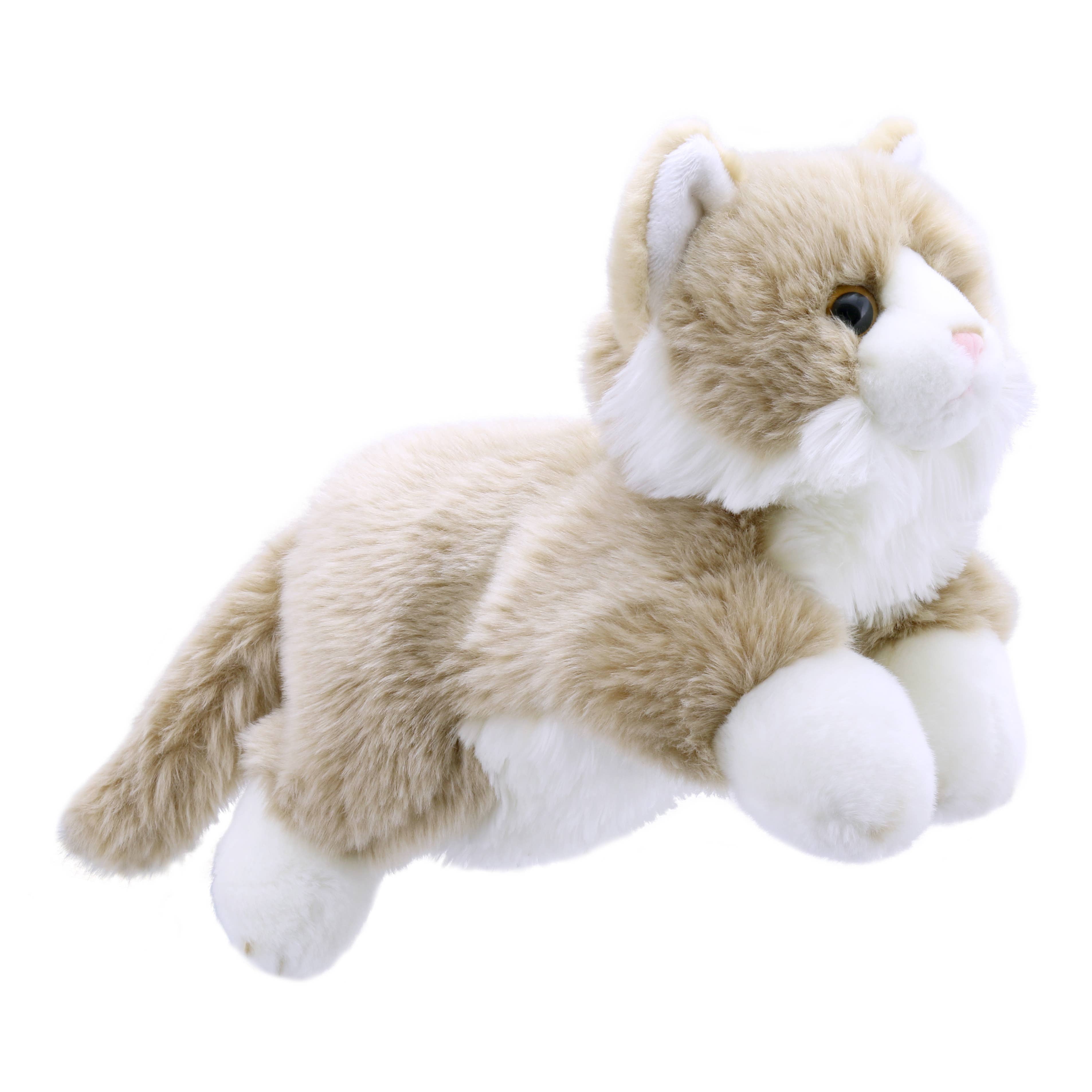 Full-Bodied Animal Hand Puppets - Cat - Beige & White