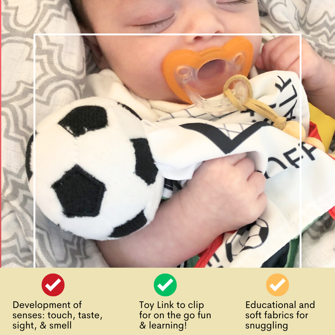 Soccer Crinkle Baby Learning Lovey Tag Stroller Toy 10