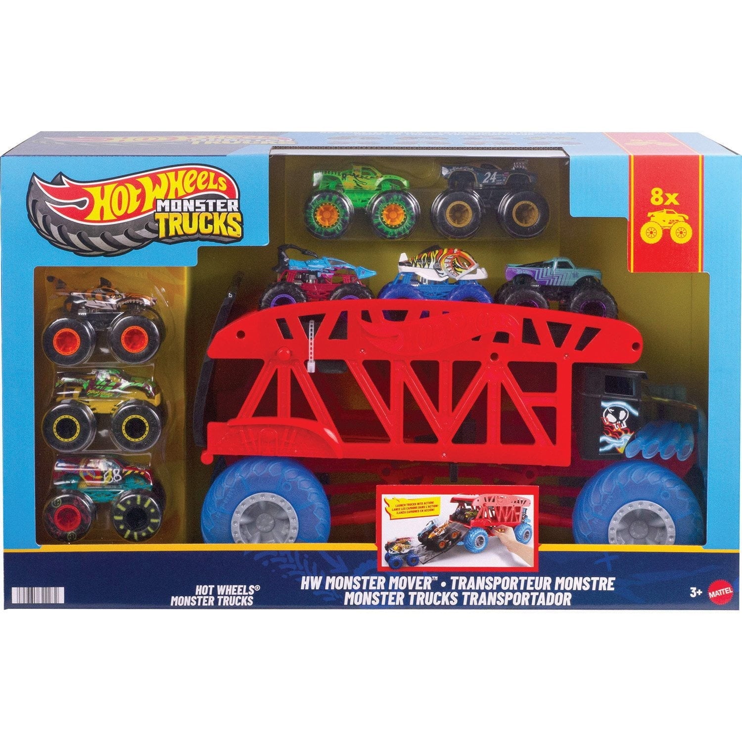 Hot Wheels Monster Trucks Transport Truck with 3 Included Cars