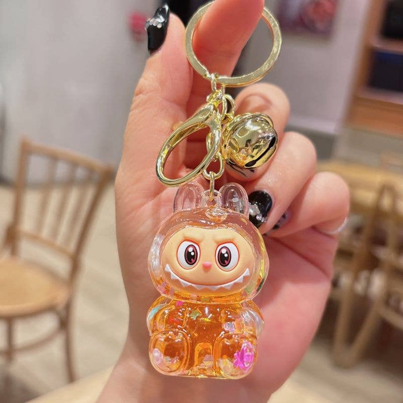 Shiny quicksand cute monster keychain