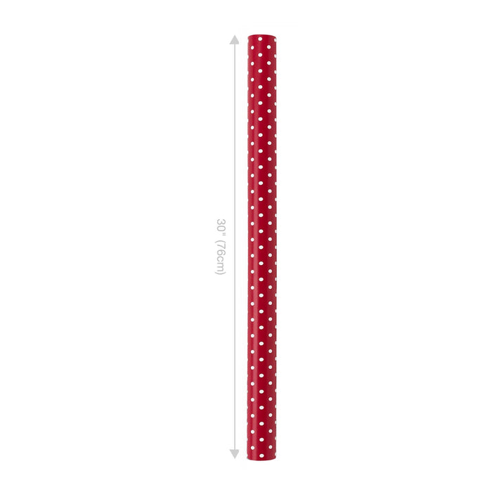 30" x 10’ Holiday Reversible Wrapping Paper | White Dot on Red/Layered Snowflake on Red