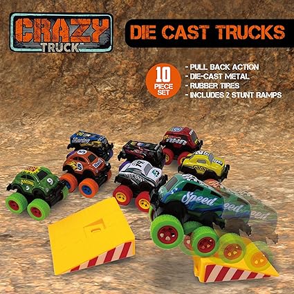 Die Cast Pull-Back Trucks 10 piece Set