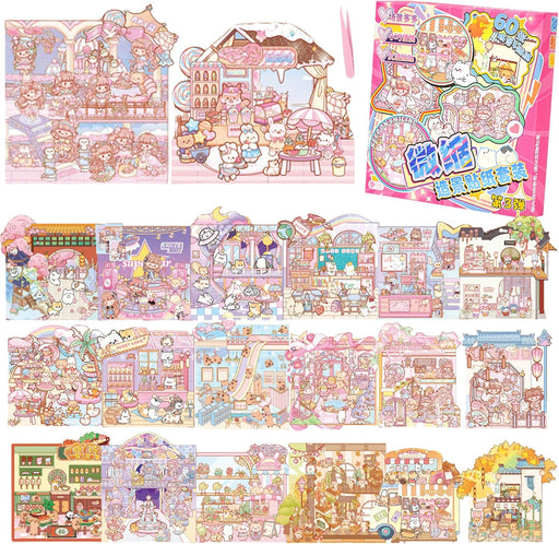20 Sets 3D Sticker Scenes: Creative Stress Relief Craft Kit for All Ages