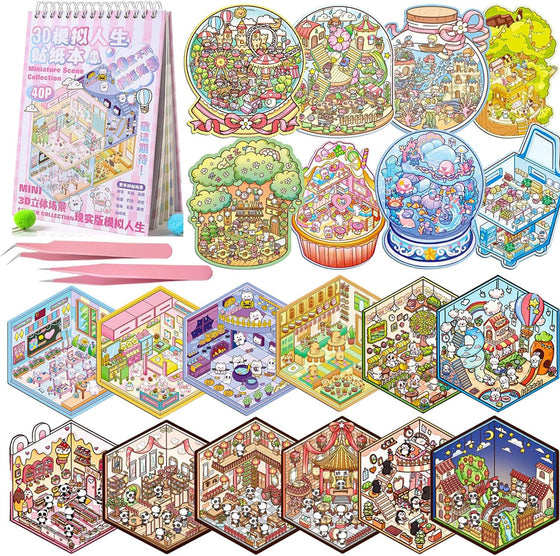 DIY 3D Sticker Scene Book: Reusable House & Landscape Therapy for Relaxation