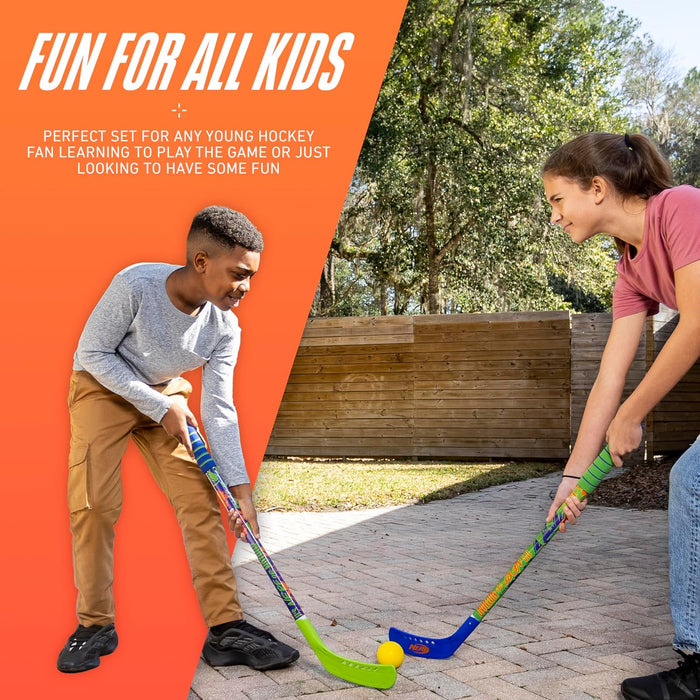 Franklin Sports NERF Proshot Hockey Sticks Toy Set Blue/Green