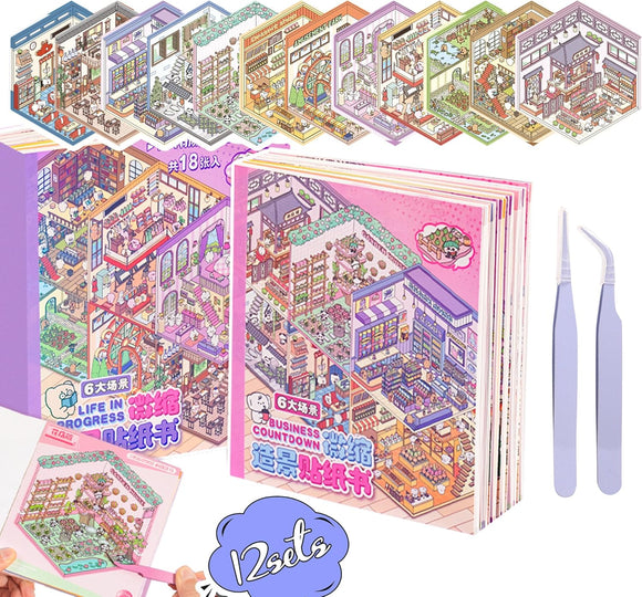 Creative 3D Sticker Scene Books: DIY House Therapy Kit for All Ages