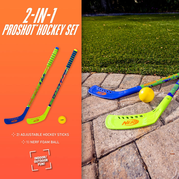 Franklin Sports NERF Proshot Hockey Sticks Toy Set Blue/Green