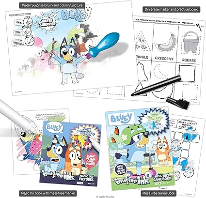 Bluey Imagine Ink 4-in-1 Activity Set with Magic Ink Books and a Mess Free Marker