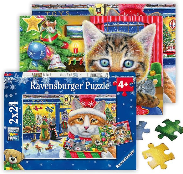 Ravensburger Christmas Kitties Jigsaw Puzzle: 2x24 Pieces, Premium Quality, Ages 4+