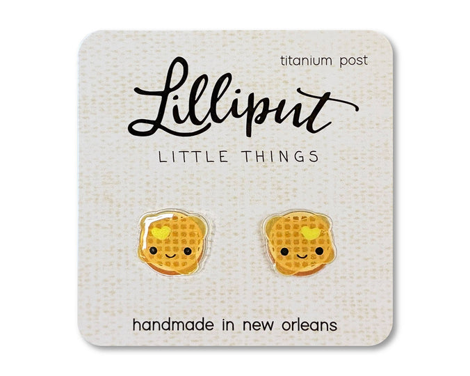 Kawaii Waffle Earrings // Cute Novelty Earrings Lilliput