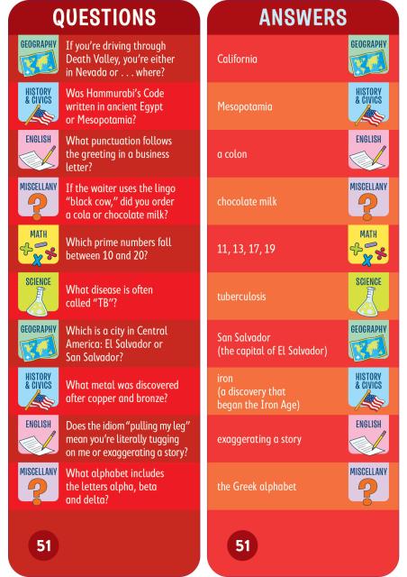 Brain Quest Cards Grade 6
