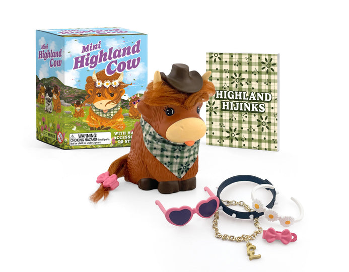 RP Minis Mini Highland Cow Figurine With Accessories and Book