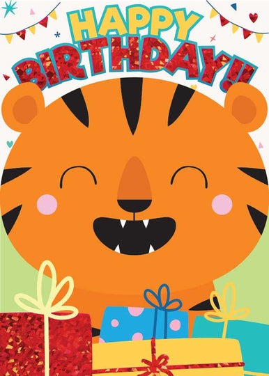 Children's Birthday Card -  Tiger Foil