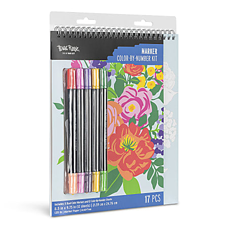Brea Reese Color-by-Number Marker Pad Kit Fruit Floral Designs