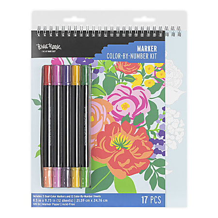Brea Reese Color-by-Number Marker Pad Kit Fruit Floral Designs