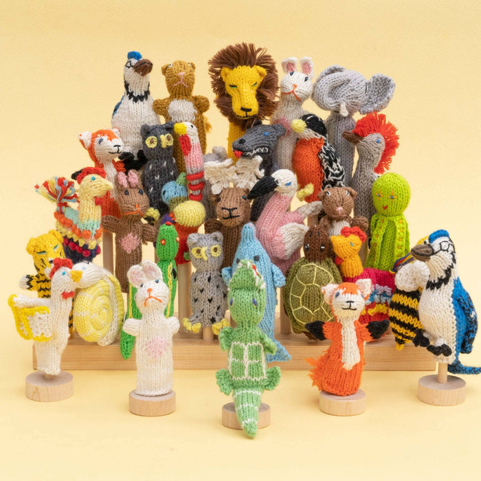 CROCHET Finger Puppet Animal and People Mix in Organic Cotton