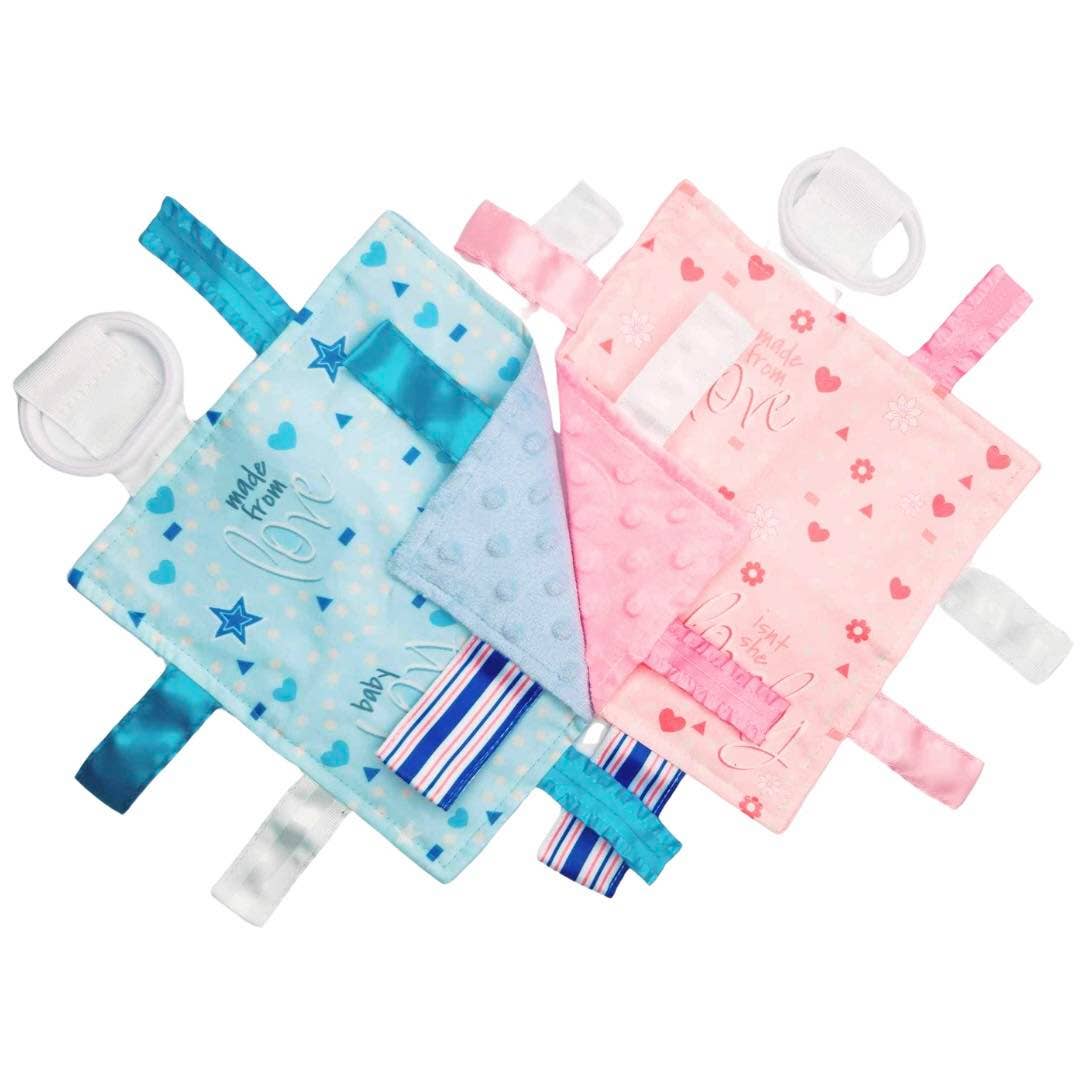Baby Girl Newborn Hospital Blanket Blue Pink Tag Lovey Toy