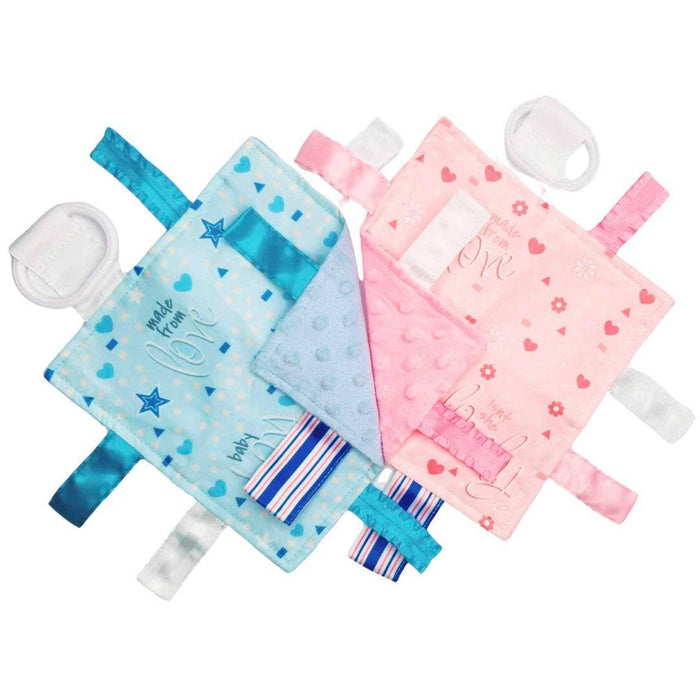 Baby Girl Newborn Hospital Blanket Blue Pink Tag Lovey Toy