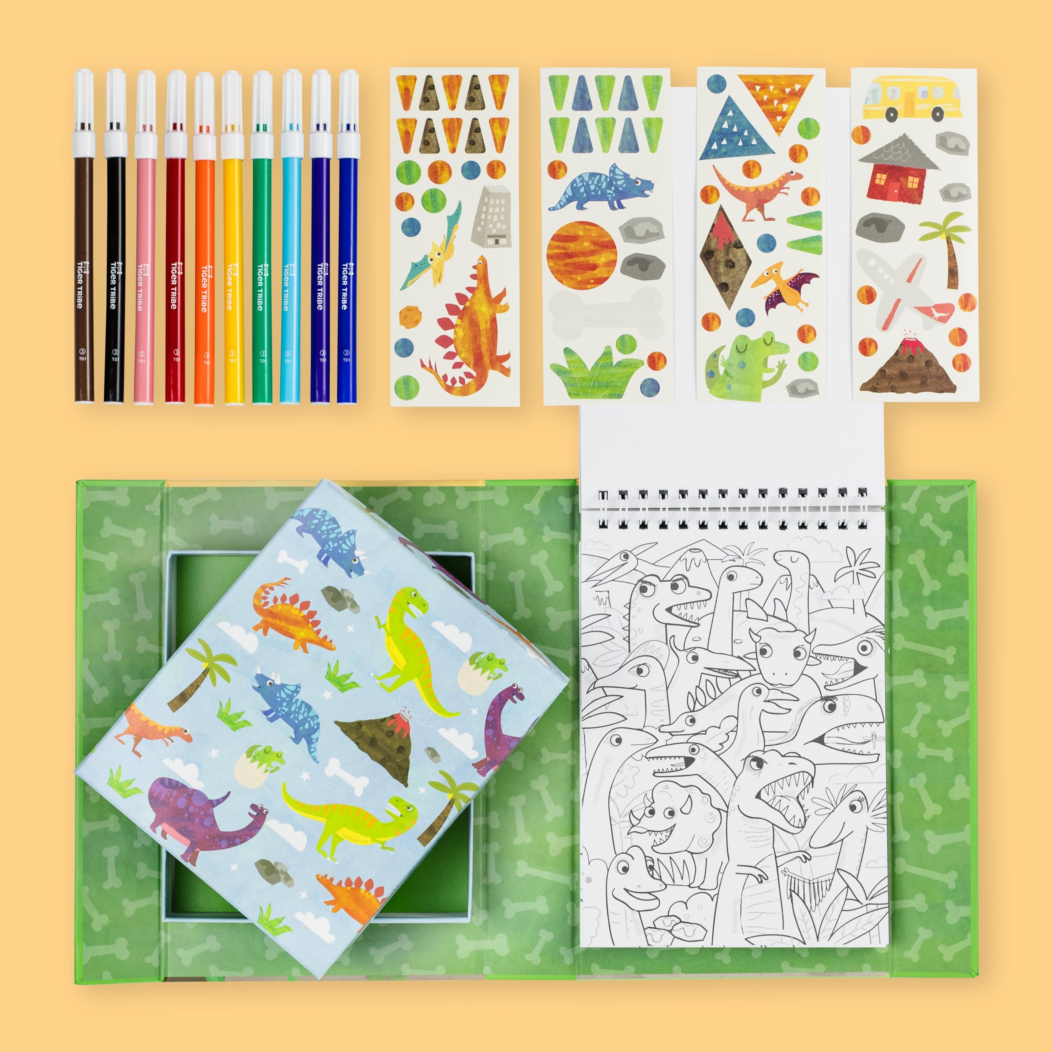 Tiger Tribe Dinosaur Colouring Set Activity Kit