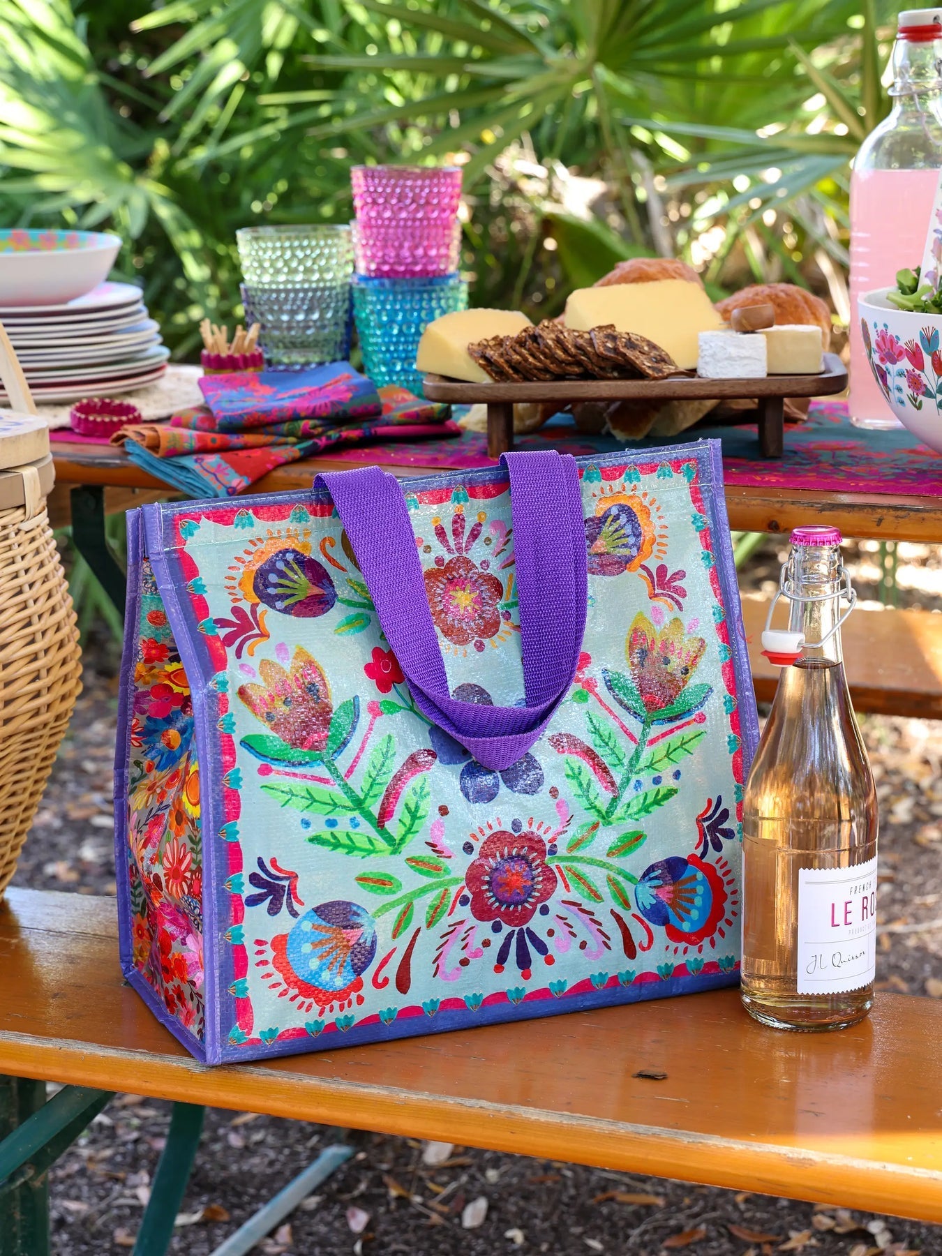 Floral Insulated Cooler Tote