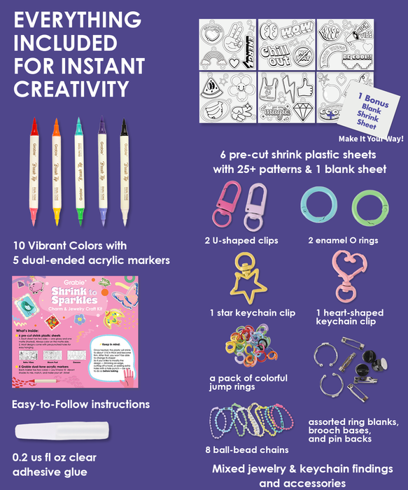 Grabie Retro Vibes DIY Shrink Art Craft Kit