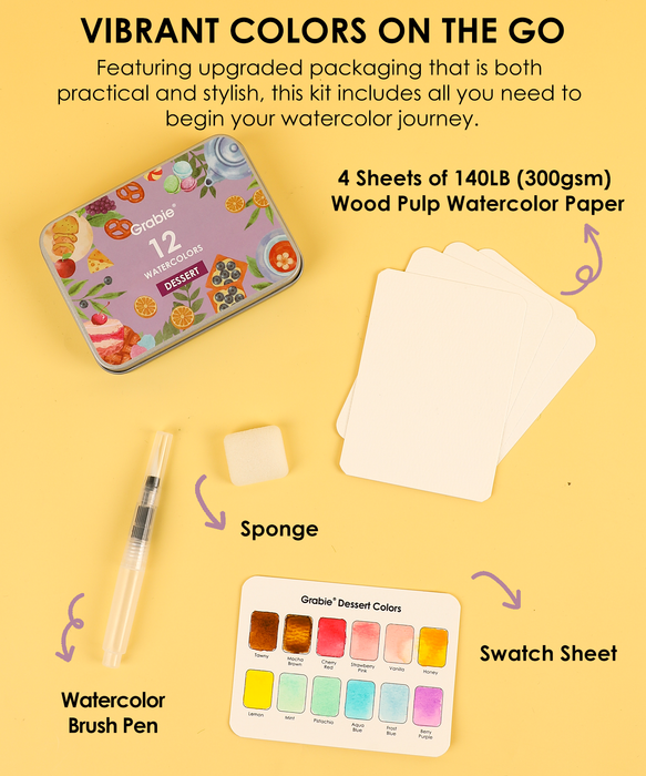 Grabie Watercolor Pocket Set of 12 With Brush Holiday Colors (Pack of 6)