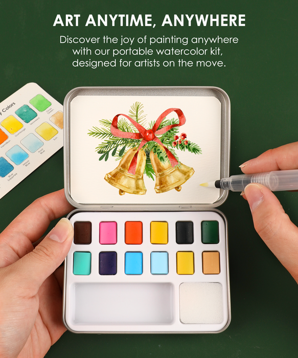 Grabie Watercolor Pocket Set of 12 With Brush Holiday Colors (Pack of 6)