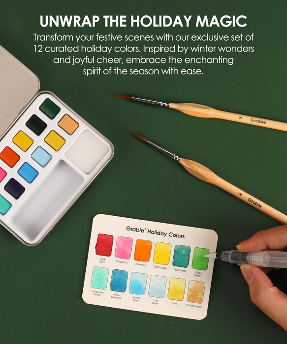 Grabie Watercolor Pocket Set of 12 With Brush Holiday Colors (Pack of 6)