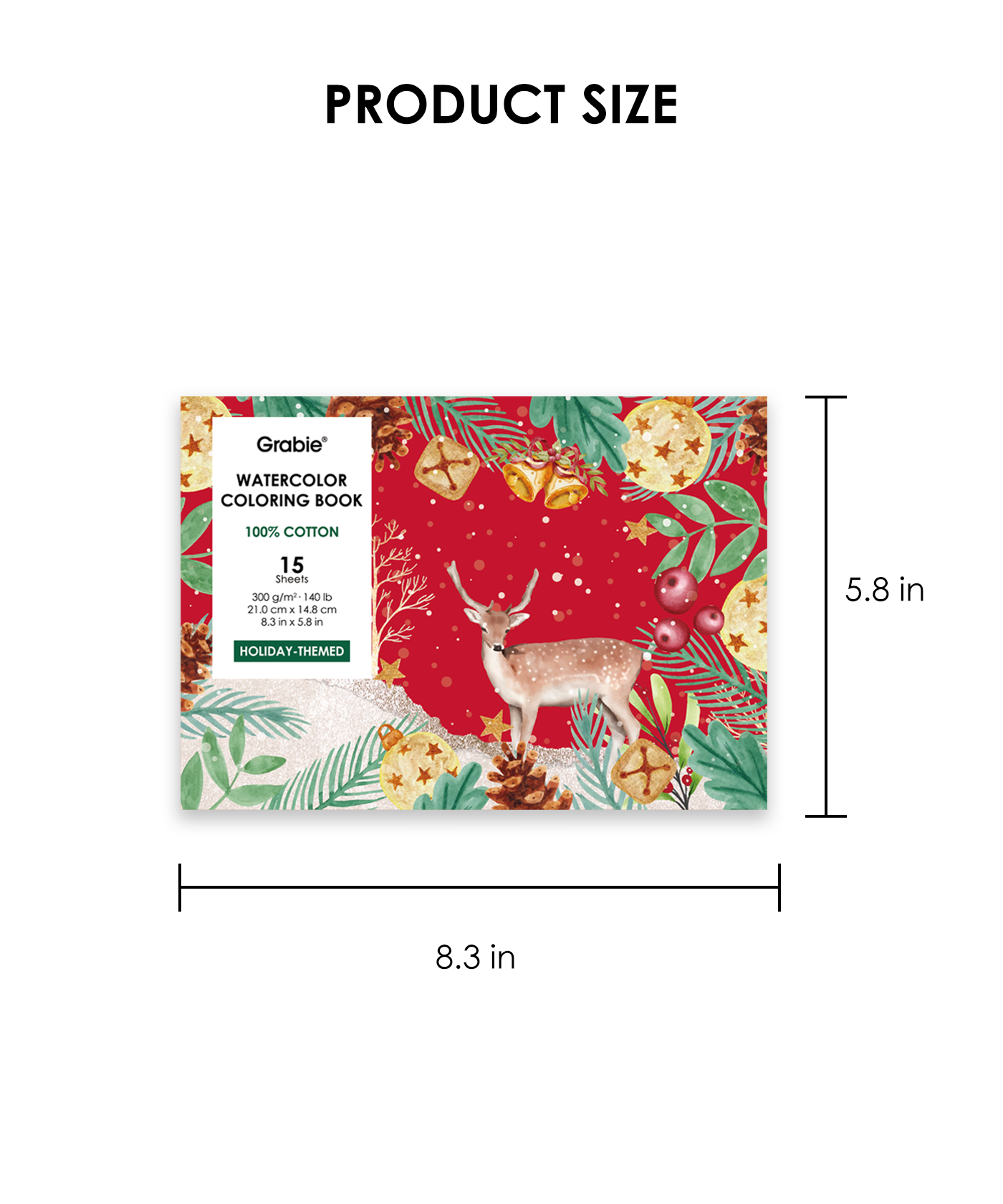 Grabie Holiday-Themed Watercolor Coloring Book 15-Sheet Set