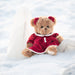 Celine Curly Brown Bear Plush, Festive Red & White Holiday Dress