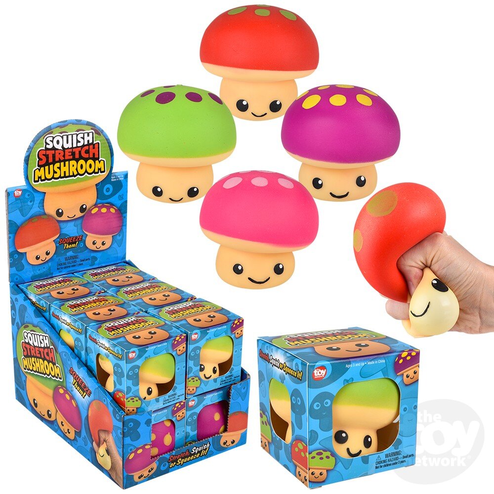 3.25 Inch Squish And Stretch Mushroom Fidget Toy Stress Relief