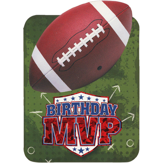 Birthday MVP: Football on Green Die Cut Juvenile Birthday Card